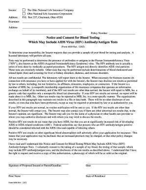 Notice and Consent for Blood Testing