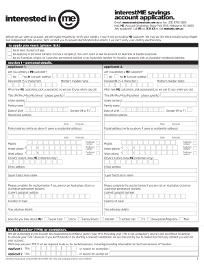 ME InterestME Savings Account Application