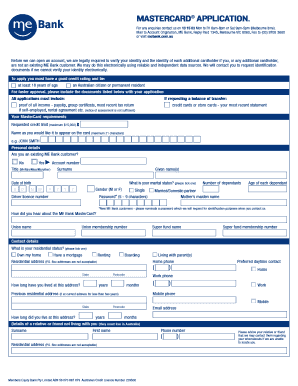 MasterCard Application Form
