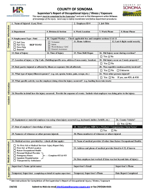 Supervisor’s Report of Occupational Injury Illness Exposure