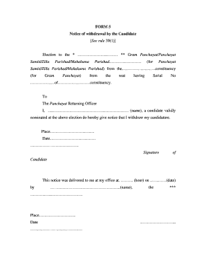 Notice of Withdrawal by Candidate