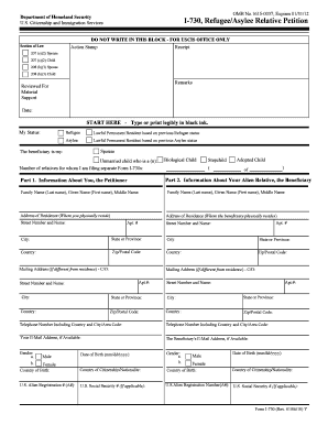 USCIS Form I-730 Refugee/Asylee Relative Petition