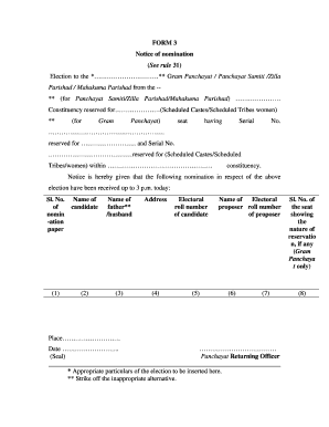 Form 3 Notice of Nomination