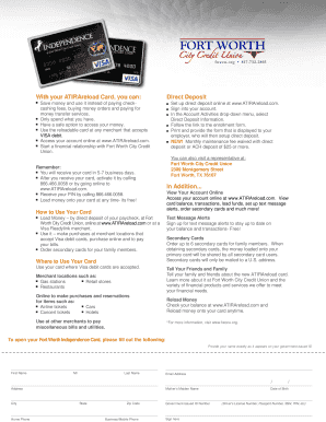 ATIRAreload Card Direct Deposit Form