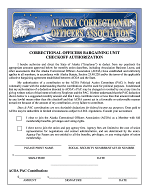 Alaska Correctional Officers Union Checkoff Authorization