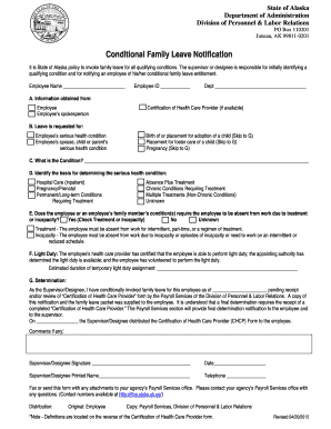 Alaska Conditional Family Leave Notification