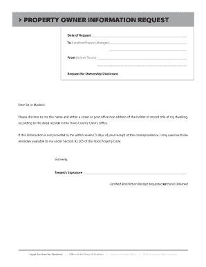Texas Property Owner Information Request