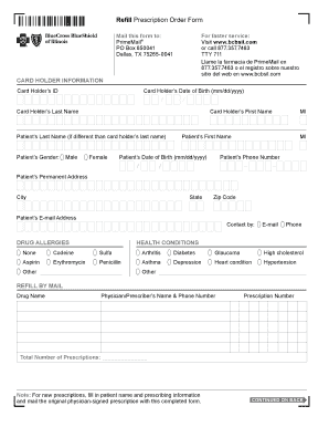 Refill Prescription Order Form