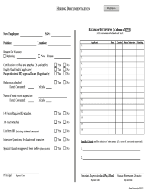 Record of Interviews Form