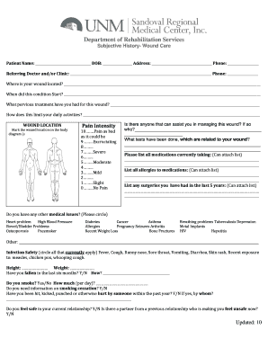 Wound Care Subjective History Form