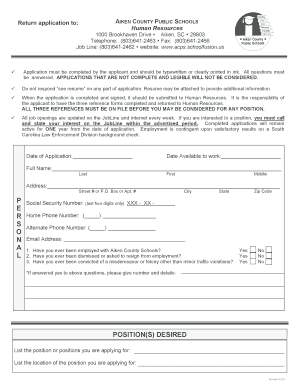 Aiken County Public Schools Employment Application