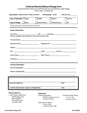 Universal Name Change Form