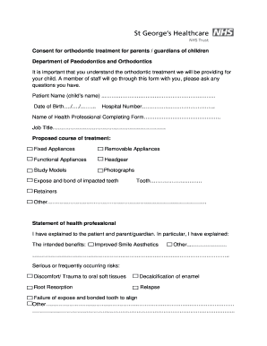 Orthodontic Treatment Consent Form