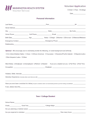 Volunteer Application Form