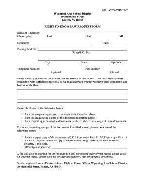 Pennsylvania Right to Know Law Request Form