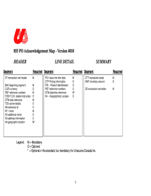 855 PO Acknowledgement Form