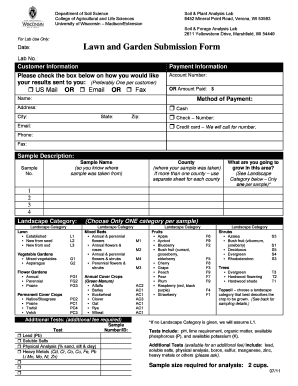 Lawn and Garden Soil Analysis Submission Form