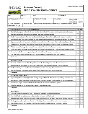 Sonoma County Office Ergo Evaluation Form