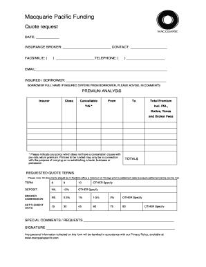 Macquarie Pacific Funding Quote Request