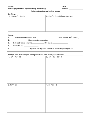 Inventory management plan example - Day 1 - Solving Quadratic Equations by Factoringdoc