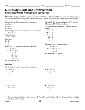 Algebra 1 Study Guide