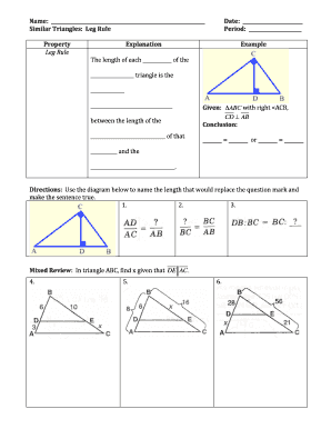 Similar Triangles Leg Rule Worksheet