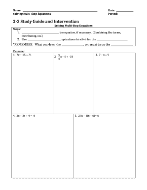Solving Multi-Step Equations Study Guide
