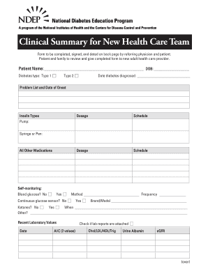 Clinical Summary for New Health Care Team