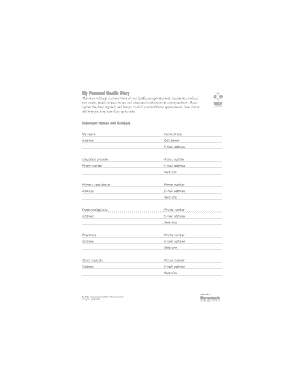 Personal Health Diary Template