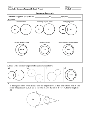 Common Tangent and Circle Proofs Worksheet