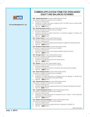 UTI Mutual Fund Application Form