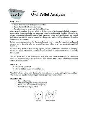 Owl Pellet Analysis Lab Form