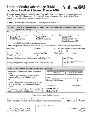 Anthem Senior Advantage HMO Enrollment Form