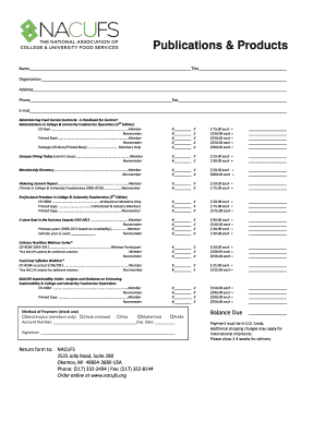 NACUFS Publications Order Form