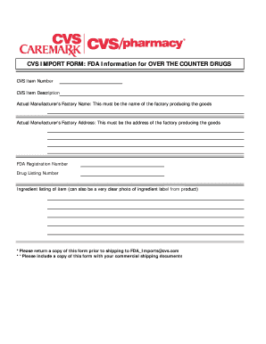FDA Import Form for OTC Drugs