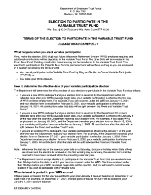 Wisconsin Variable Trust Fund Election Form
