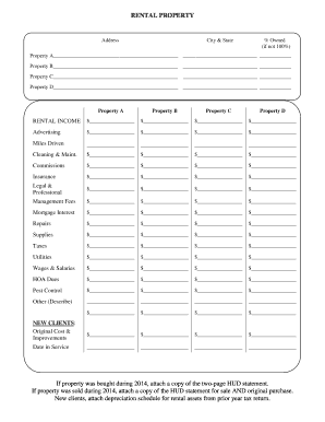 Rental Property Income and Expense Form