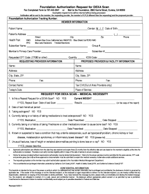 Authorization Request for DEXA Scan