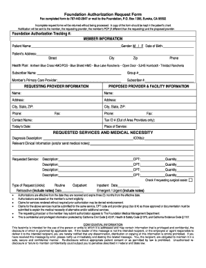 Foundation Authorization Request Form