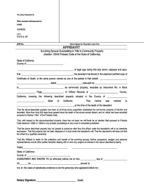California Surviving Spouse Affidavit