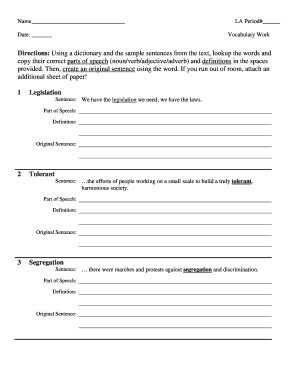 Vocabulary Work Assignment