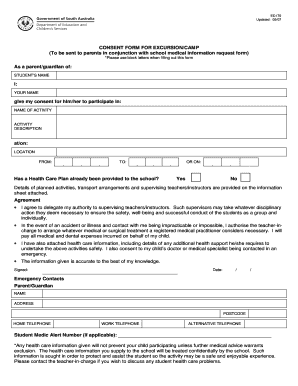 Consent Form for Excursion/Camp