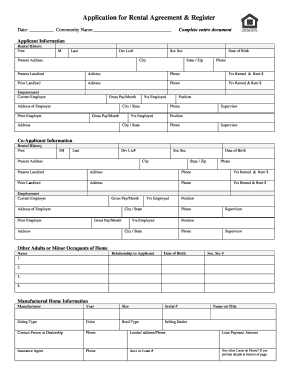Manufactured Home Rental Application