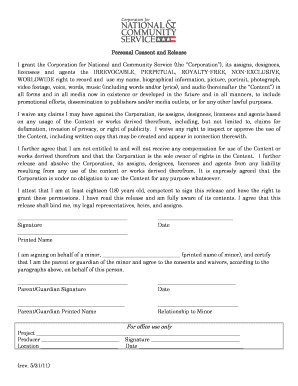 Personal Consent and Release Form