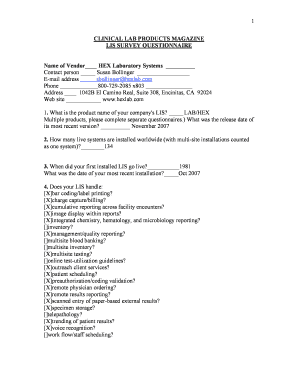 LIS Survey Questionnaire