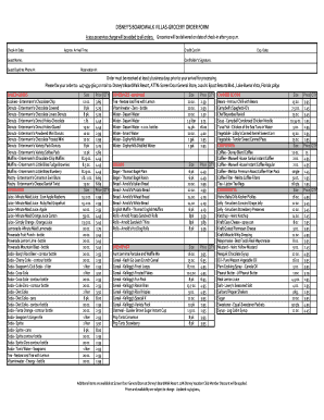 Disney's BoardWalk Villas Grocery Order Form