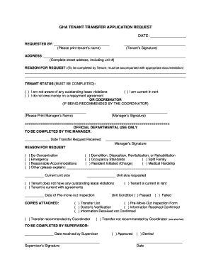 GHA Tenant Transfer Application Request