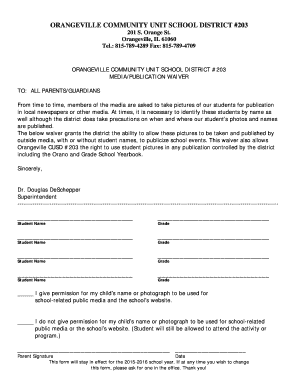 Orangeville School District Media Waiver