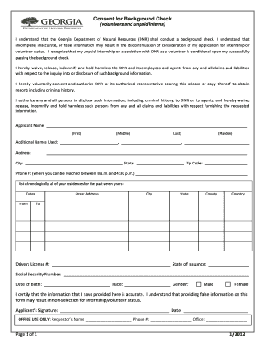 Consent for Background Check