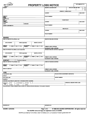 Property Loss Notice Form